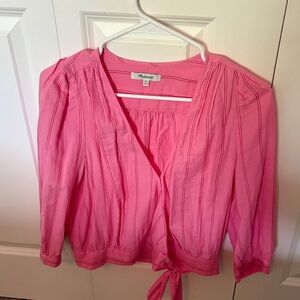 Madewell Bright Pink Wrap Blouse
